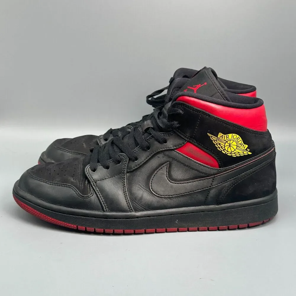Jordan 1 Mid Last Shot Athletic Sneakers Mens 10.5 Black Leather Lace Up Mid Top